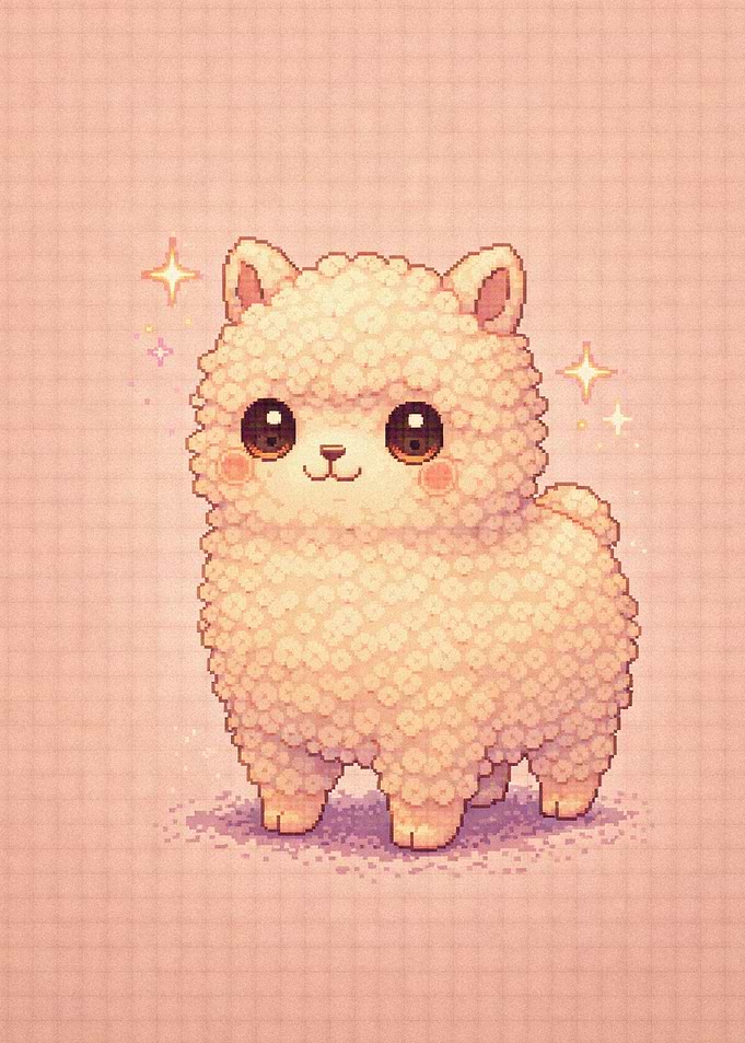Cute Pixel Art Alpaca