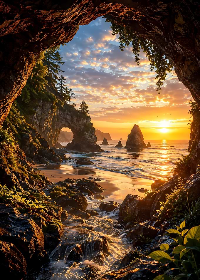 Cave Entrance Overlooking Sunset Beach