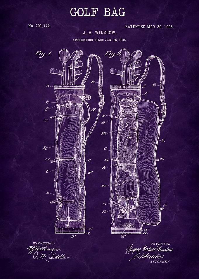 Vintage Golf Bag Patent Drawing