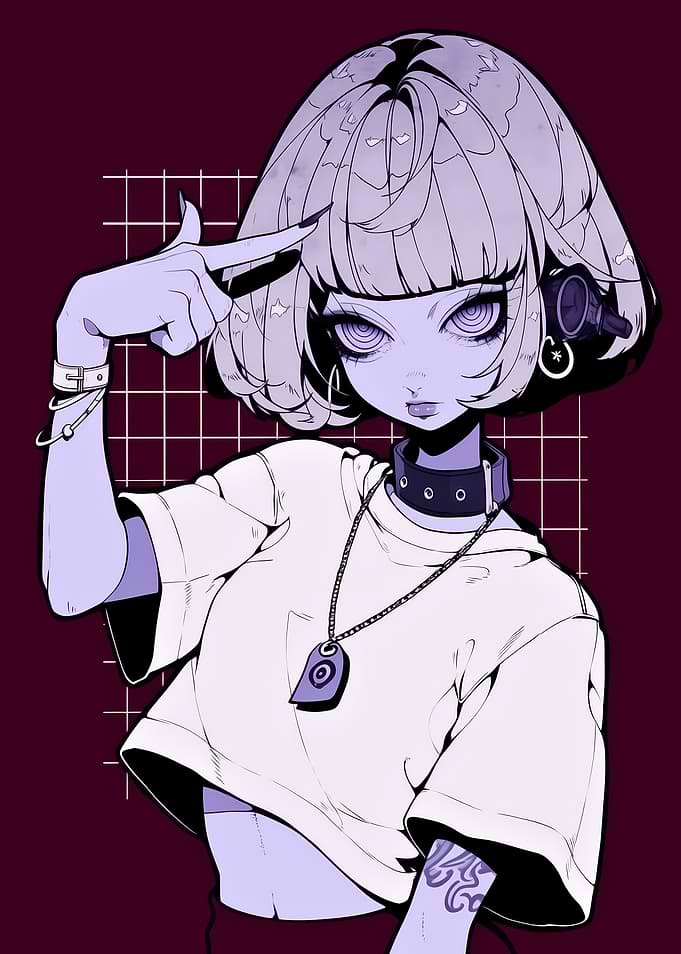 Anime Girl with Finger Gun Pose