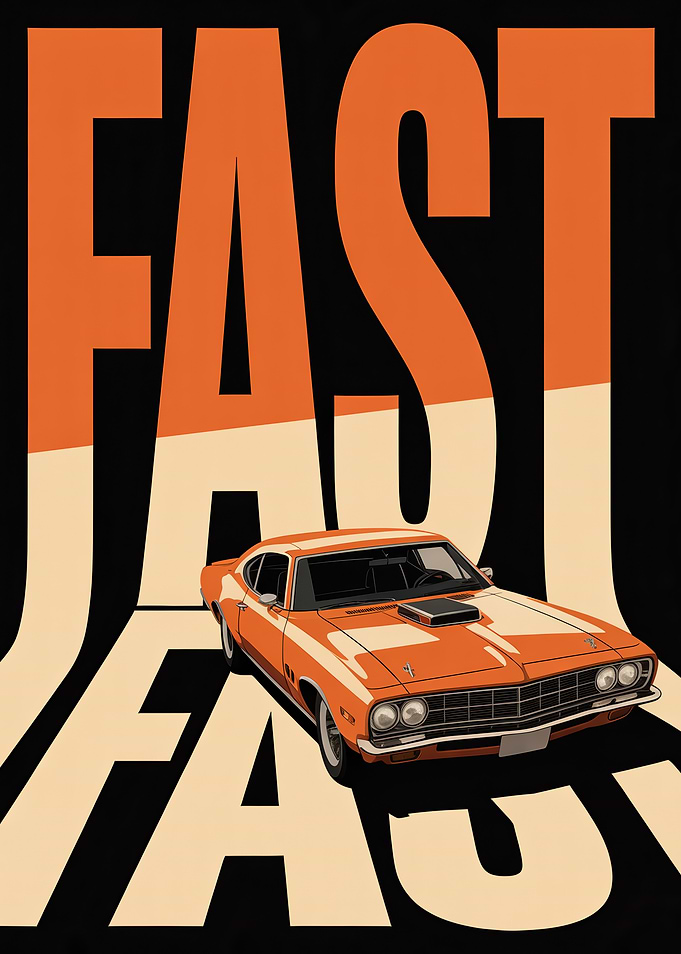 Muscle Car with 'FAST' Text