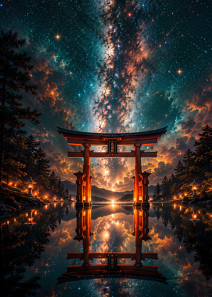 Torii Gate Under the Milky Way