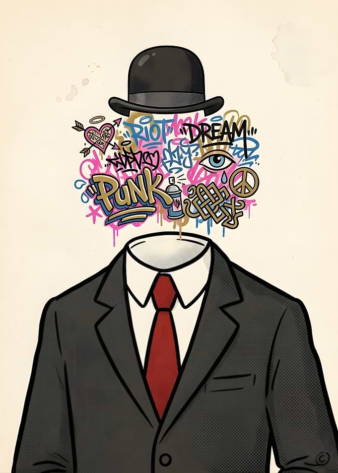Graffiti Head Man in Suit