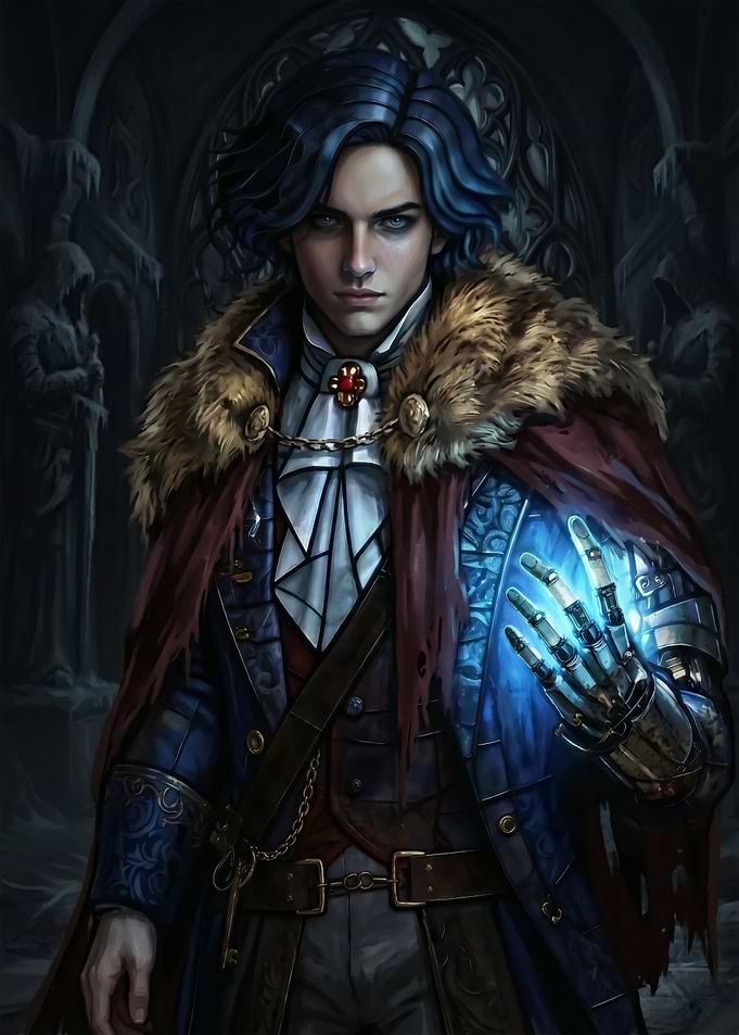 Gothic Fantasy Character with Magic Hand