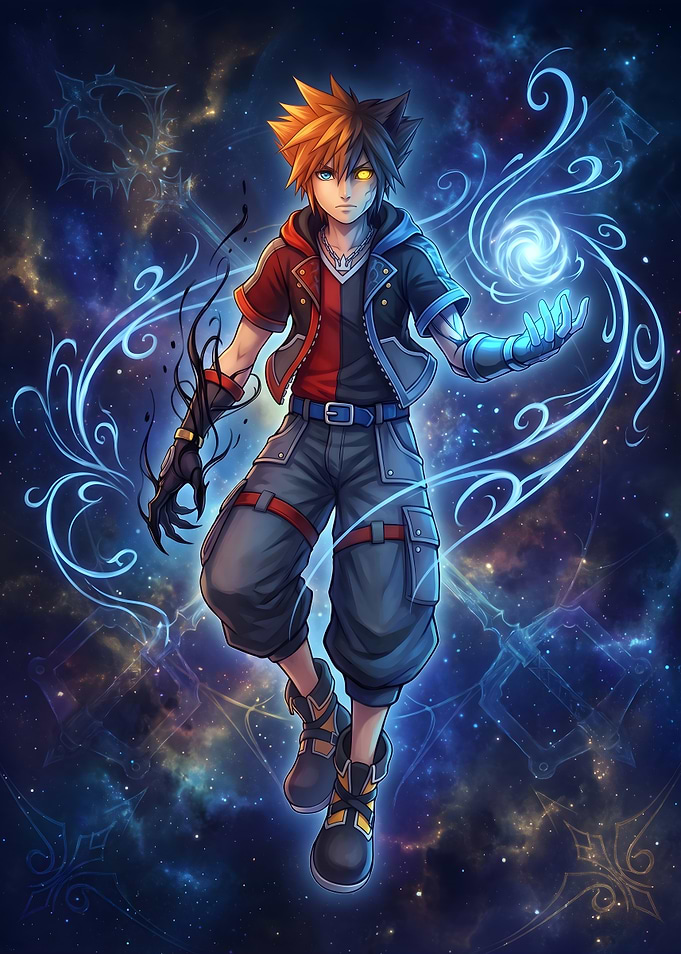 Kingdom Hearts Sora in Dark Mode