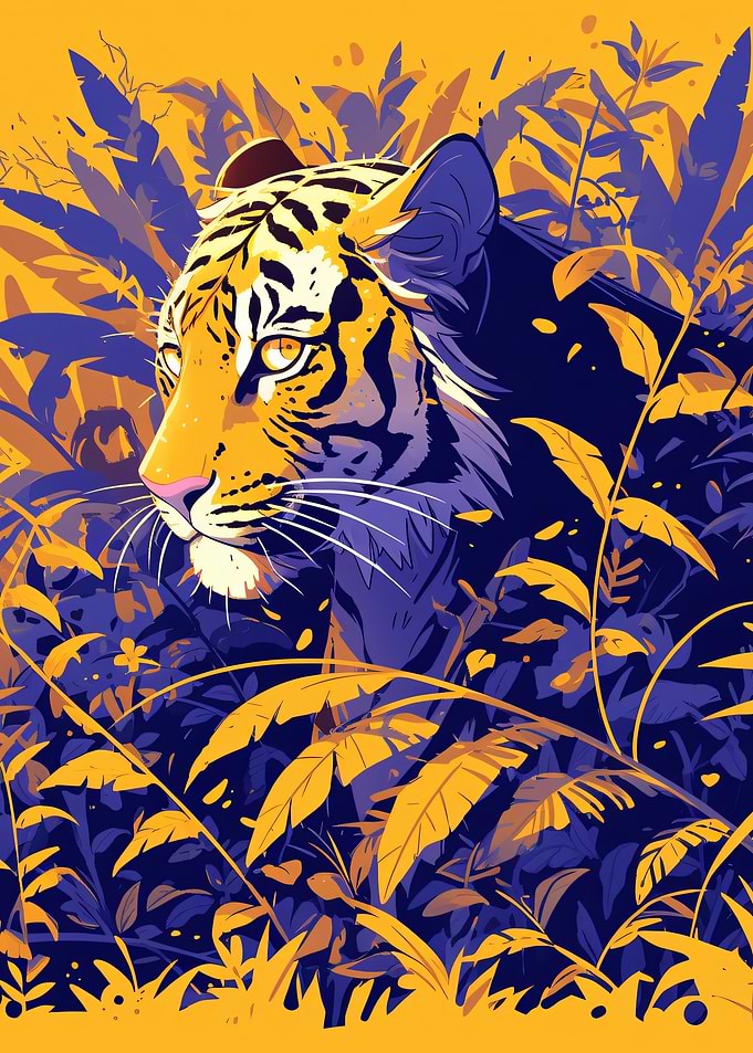 Tiger in Lush Jungle