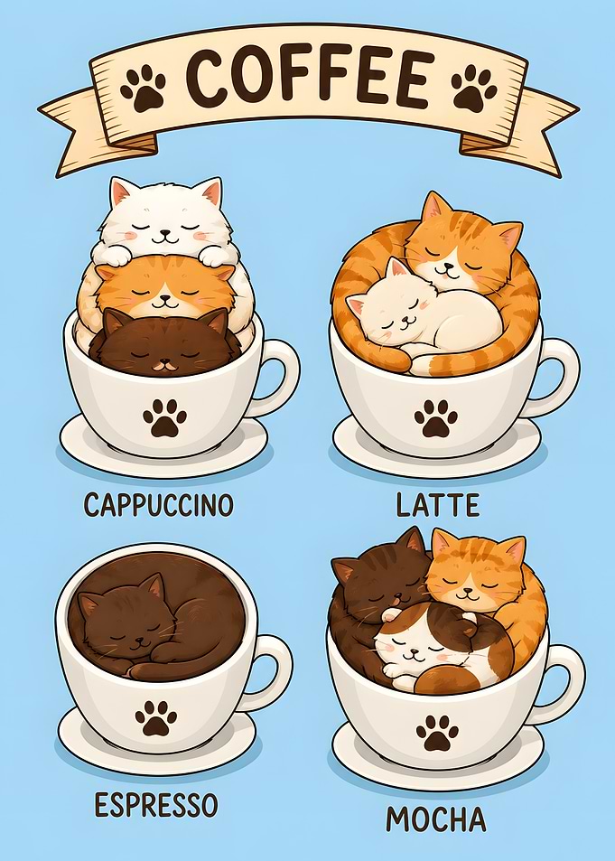 Cute Cats in Coffee Cups