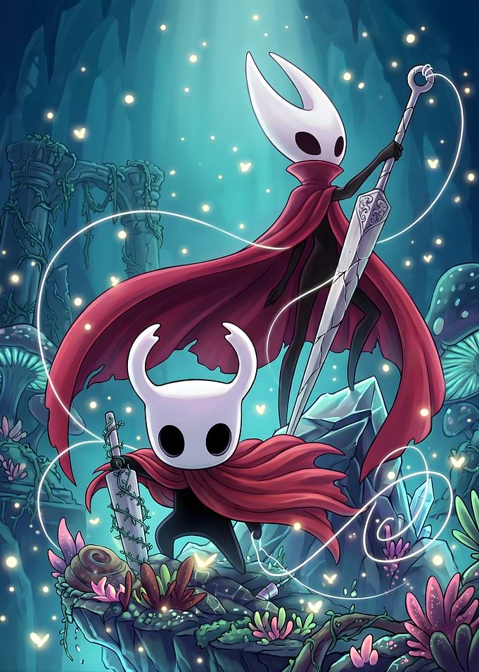 Hollow Knight Characters in a Cave