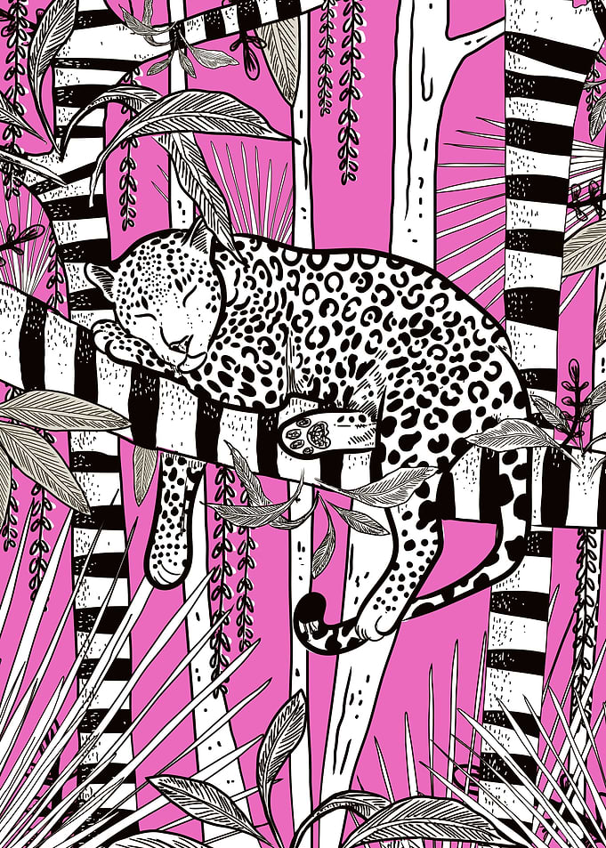 Leopard Sleeping on a Tree Branch