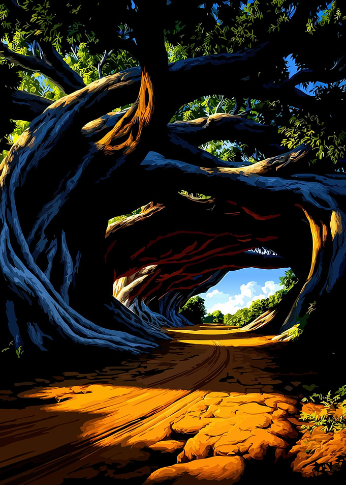 Enchanted Forest Path Under Ancient Trees