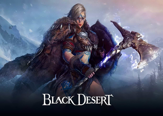 Black Desert Warrior with Axe and Shield