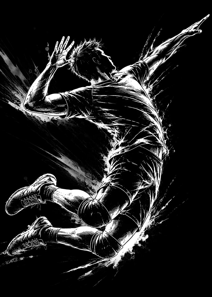 Volleyball Player Jumping to Spike