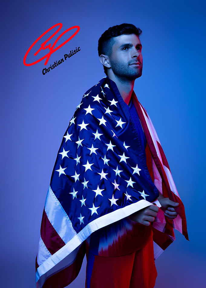 Christian Pulisic with American Flag
