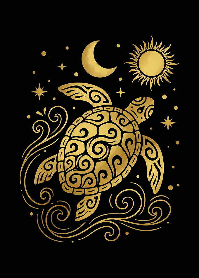 Golden Turtle with Celestial Elements