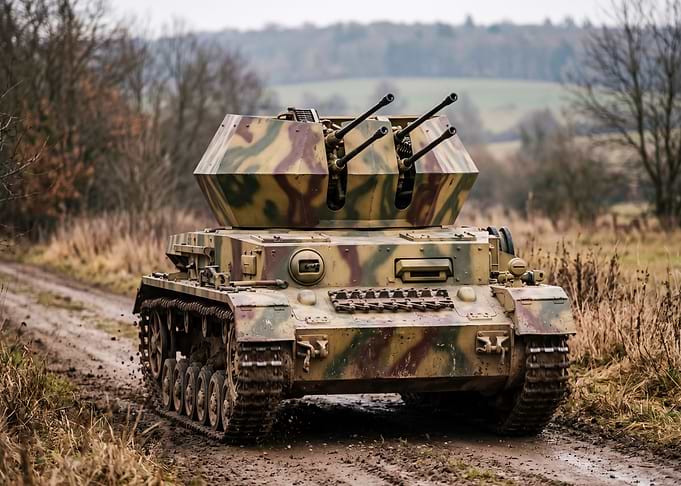 Camouflaged Anti-Aircraft Tank
