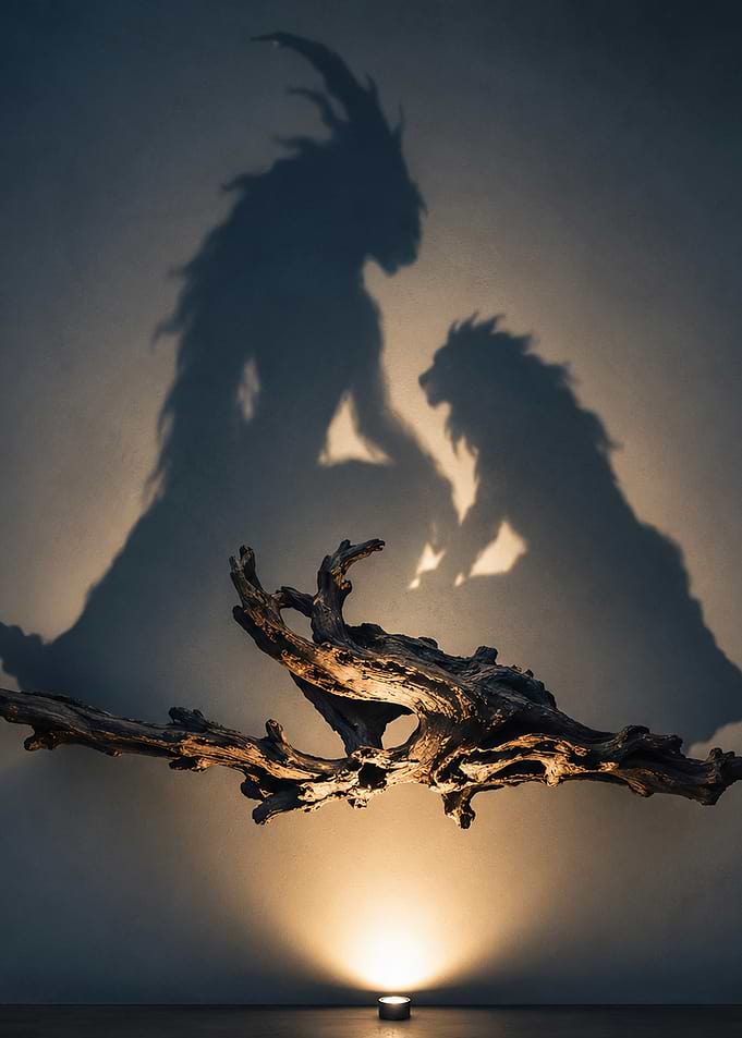 Shadow Play with Driftwood
