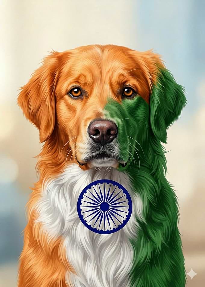 Dog with Indian Flag : Patriot Pet Series