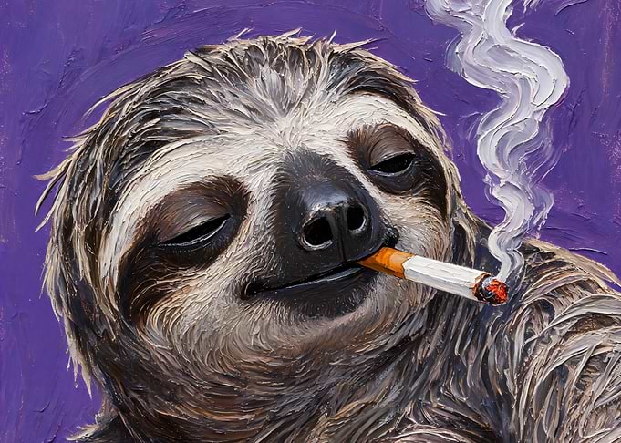 Sloth Smoking a Cigarette