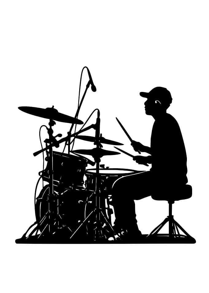 Drummer silhouette playing drums