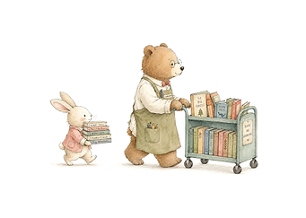 Bear and Bunny with Books