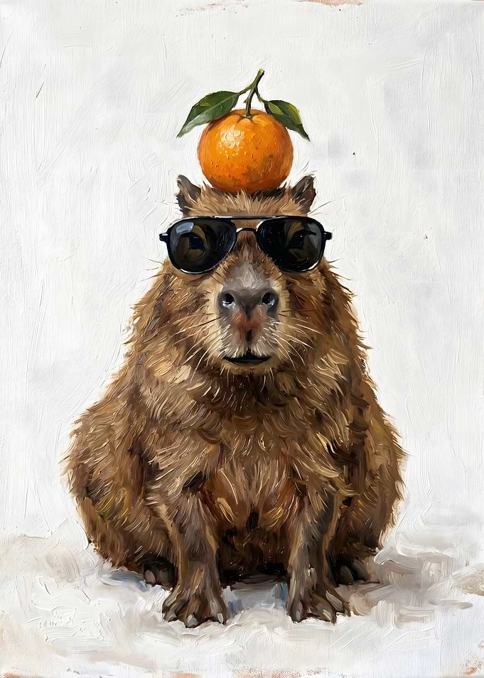 Capybara Wearing Sunglasses and Orange