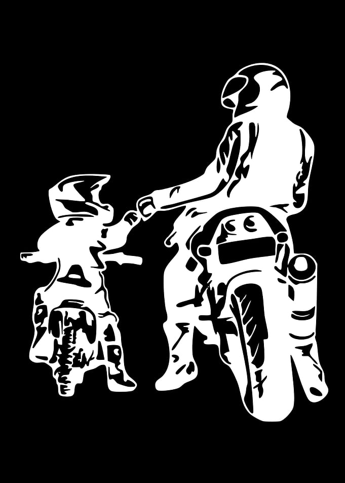 Father and Child on Motorcycles