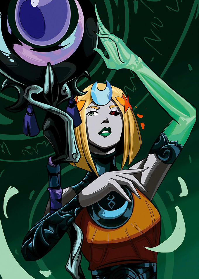 Mysterious sorceress with staff