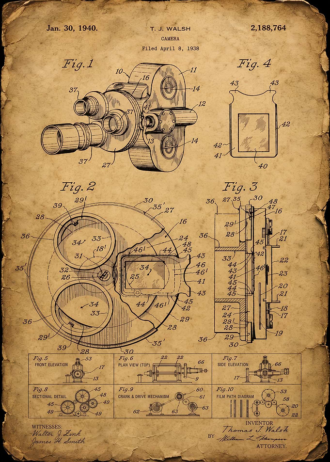 Vintage Camera Patent Drawing