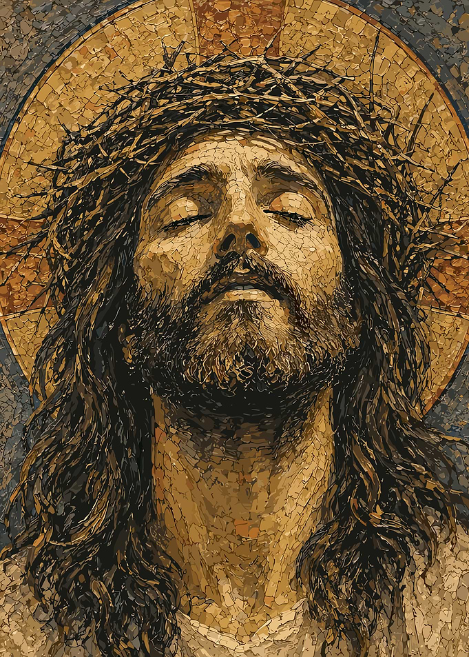 Mosaic of Jesus Christ with Crown of Thorns