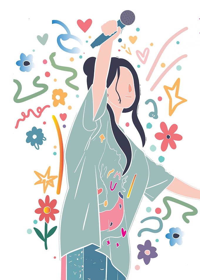 Doodle Girl performing on stage