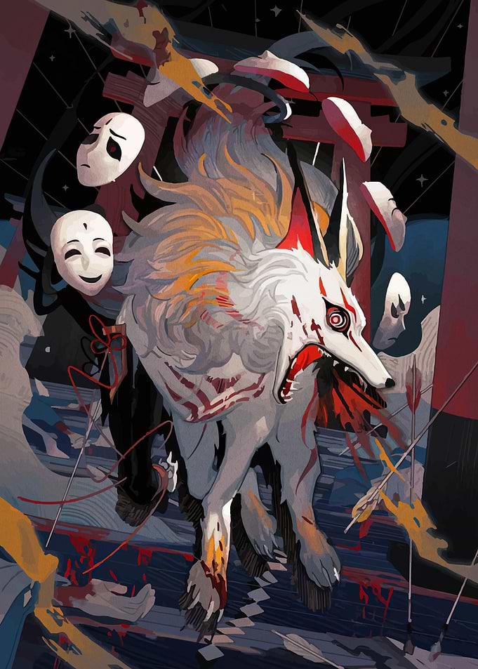 Mythical Fox Spirit with Masks