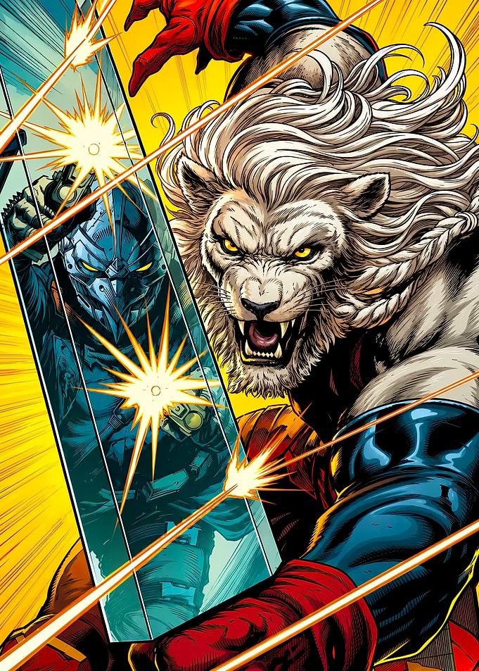 Lion-Man vs. Armored Warrior