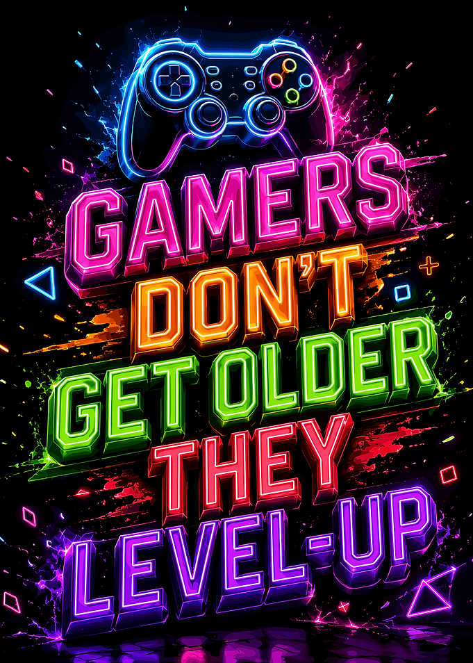 Gamers Level Up Neon Art