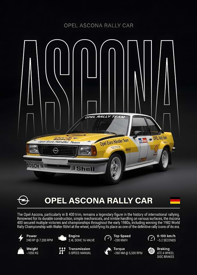 Opel Ascona Rally Car Poster
