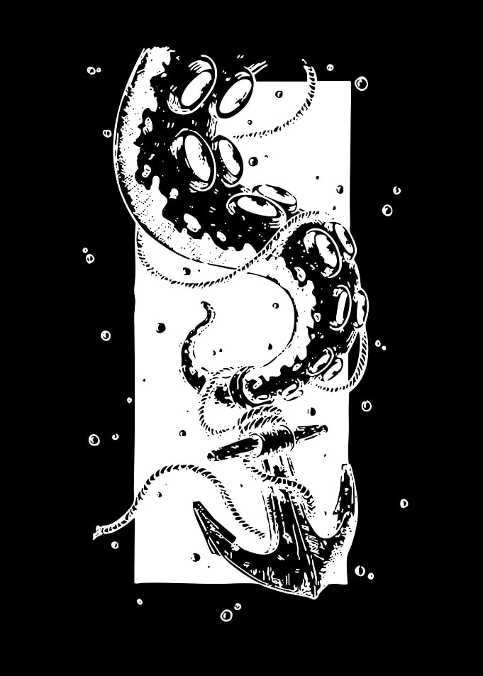 Octopus Tentacle and Anchor Illustration