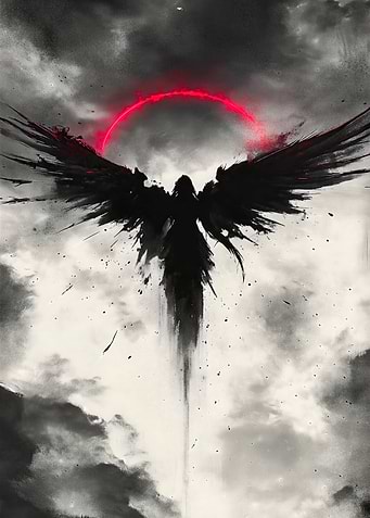 Dark Angel with Red Halo