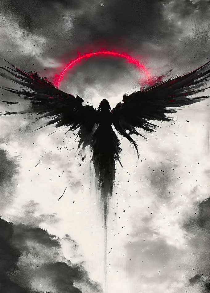 Dark Angel with Red Halo