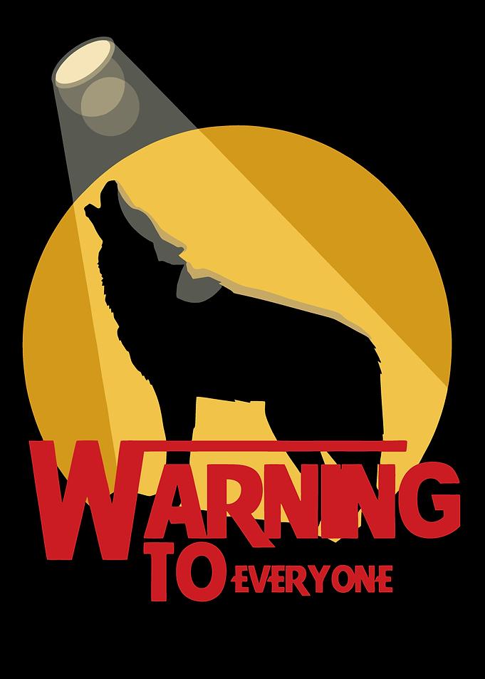 Wolf Howling in Spotlight Warning
