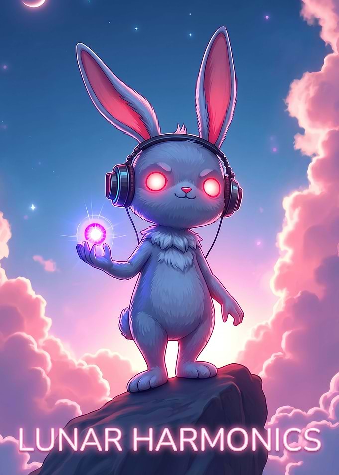 Lunar Harmonics Bunny with Glowing Orb