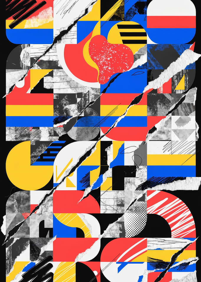 Torn Geometry - Bold Primary Shapes Collage