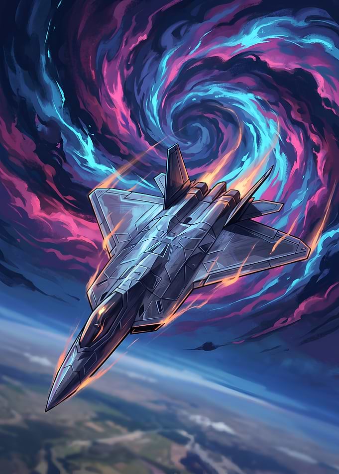 Stealth Fighter Jet Cosmic Vortex Flight