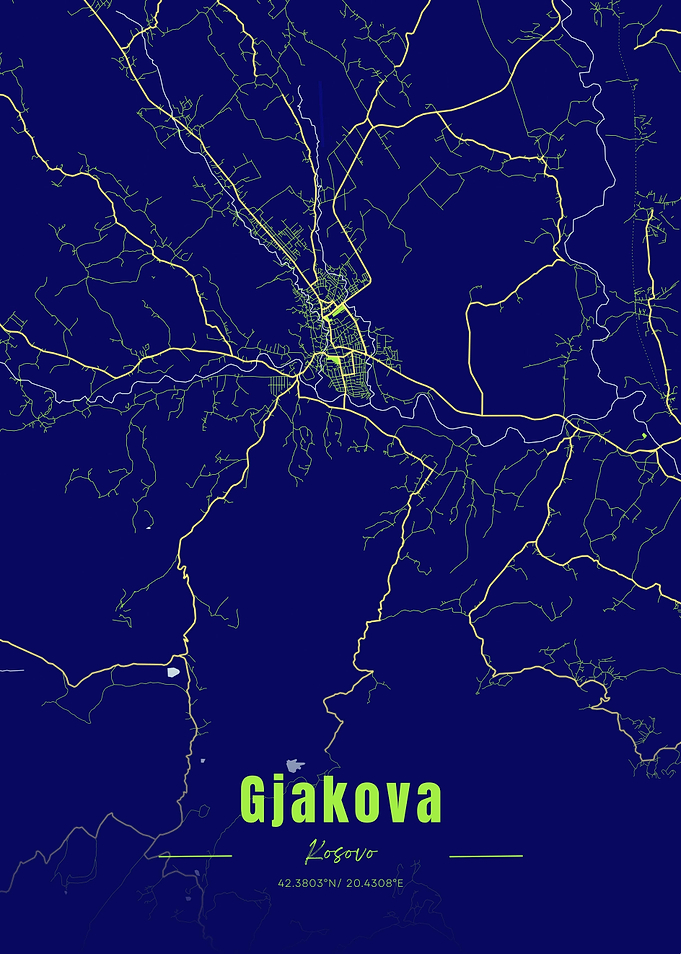 Gjakova Kosovo Map Art