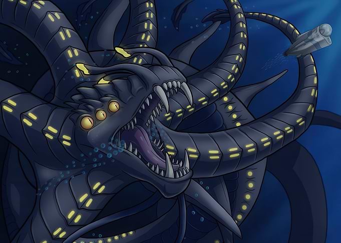 Giant Sea Monster Attacks Submarine