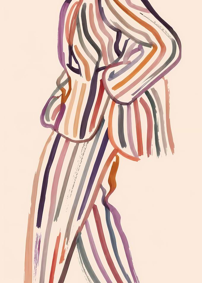 Abstract Figure in Striped Outfit