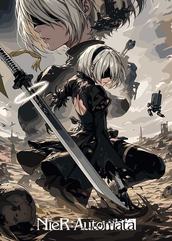 Nier Automata 2B and Pod 042