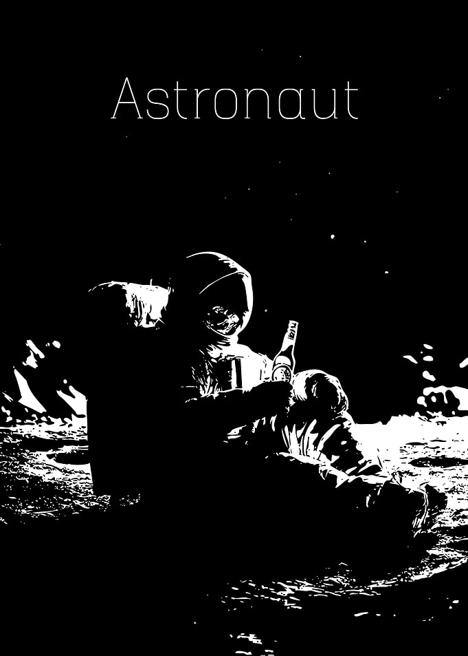 Astronaut drinking beer on the moon