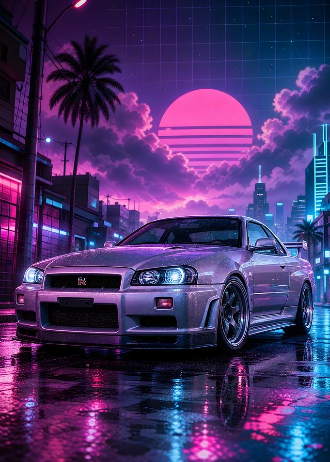 Retro Cyberpunk Nissan Skyline GT-R