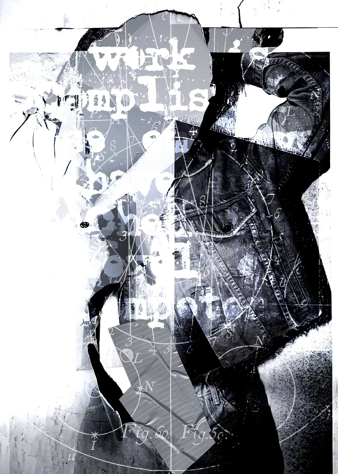 Abstract Collage with Text and Figure
