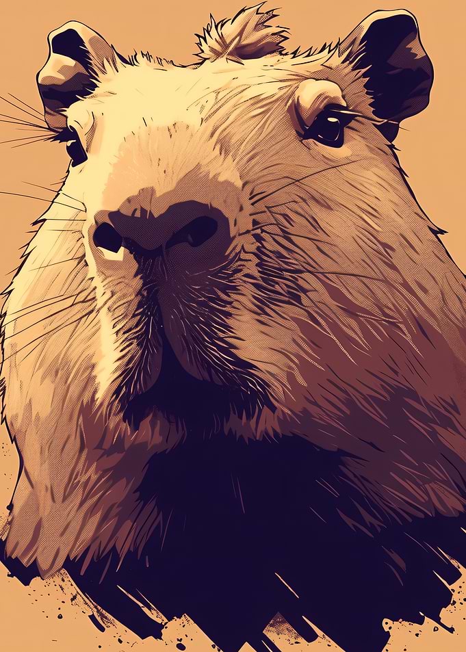 Close-up Portrait of a Capybara