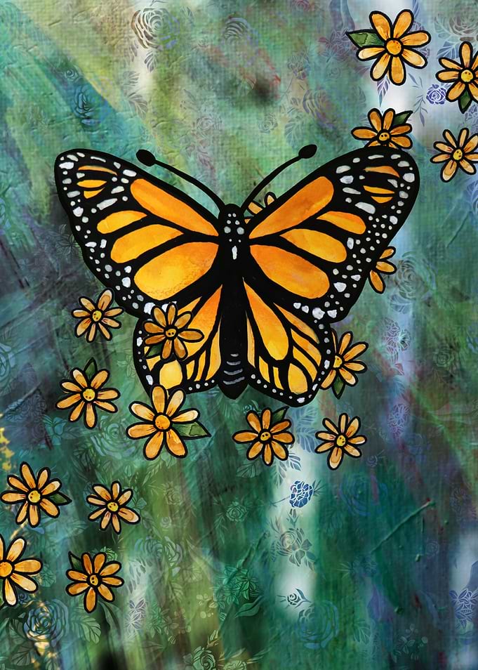 Monarch Butterfly with Flowers
